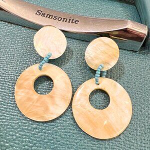 Breezy Mother of Pearl Shell Clip On Earrings Boho Coastal Resort Statement